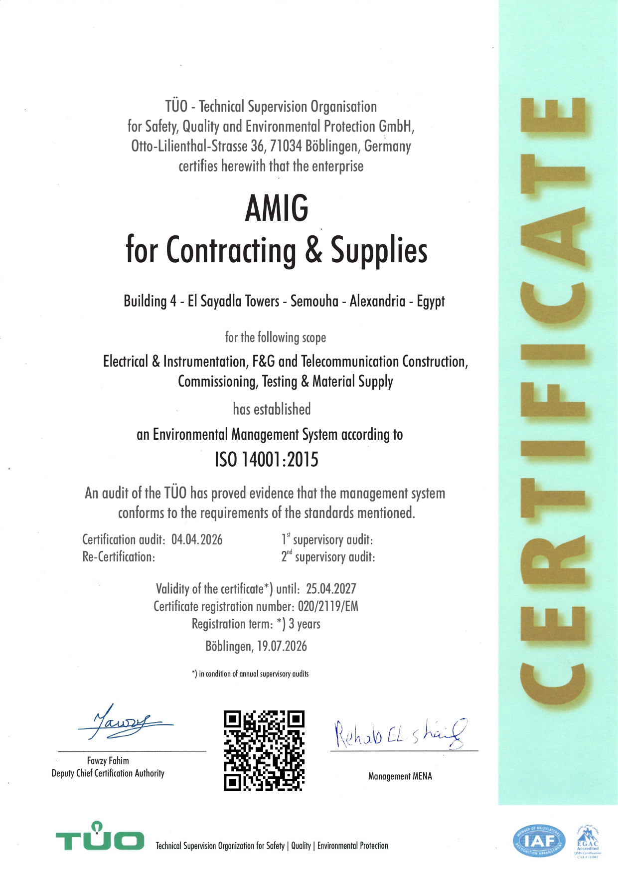 Certificate: ISO 14001:2015